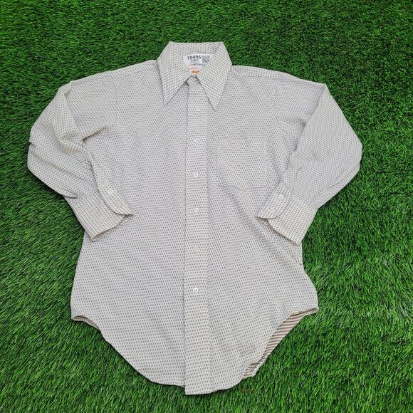 Vintage 70s Textured Hippie Button Shirt Medium 19x26 White - Picture 1 of 11